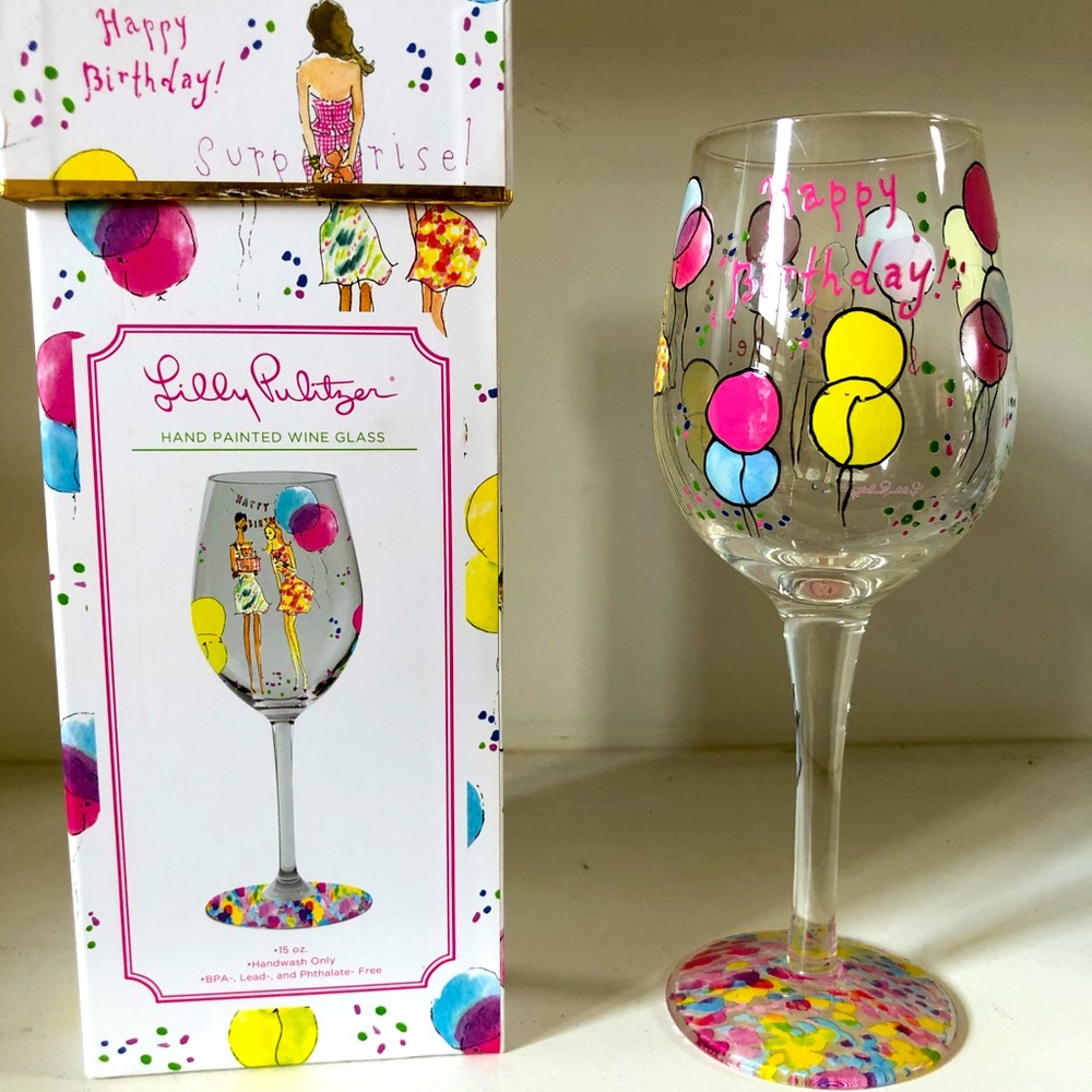 Lilly Pulitzer Happy Birthday Glass